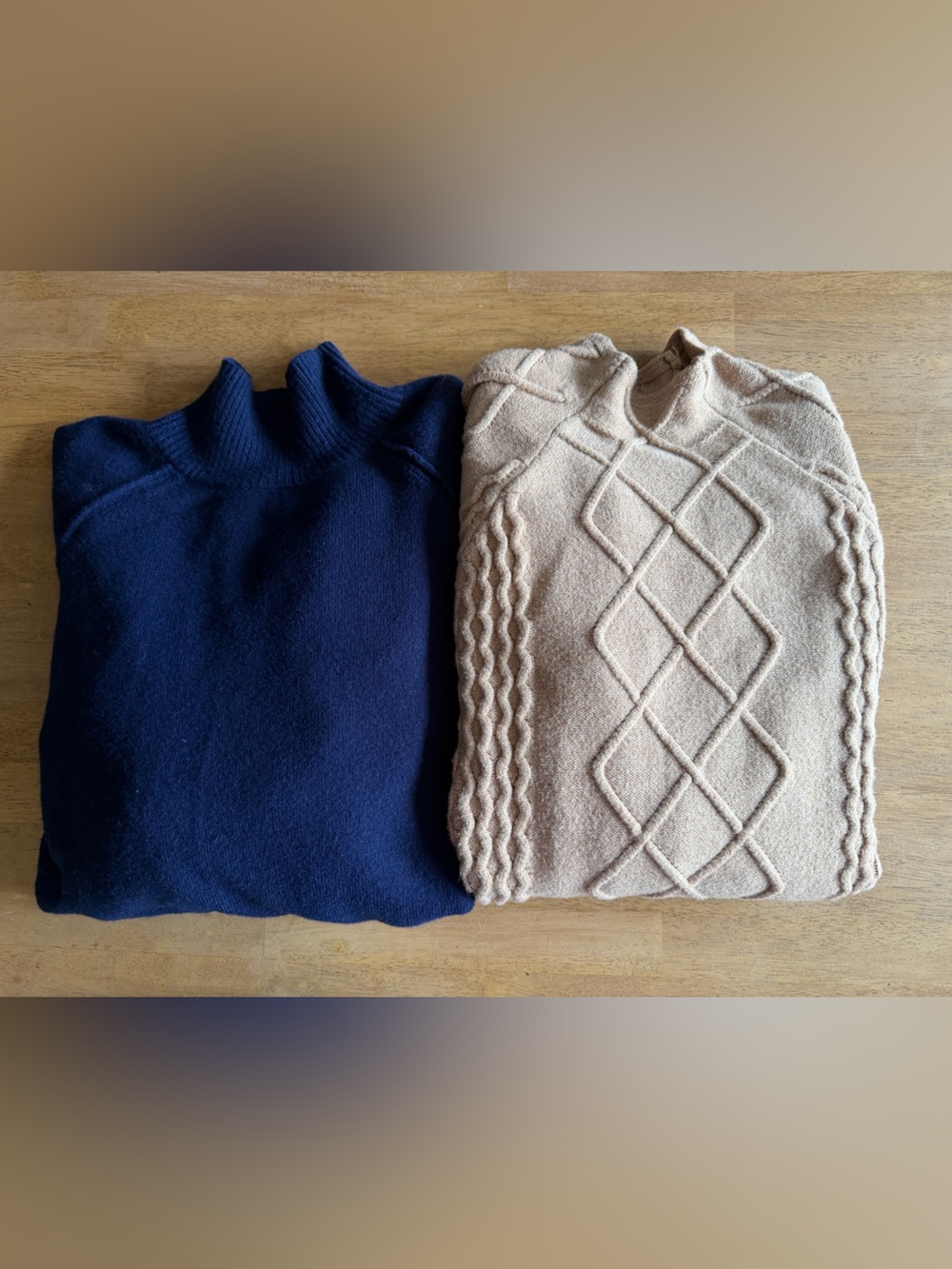 Two Cyrus Knit Sweaters - Navy & Beige